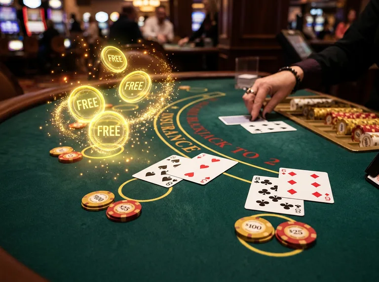 Free Bet Blackjack by Evolution with free split and double-down on 9, 10, 11