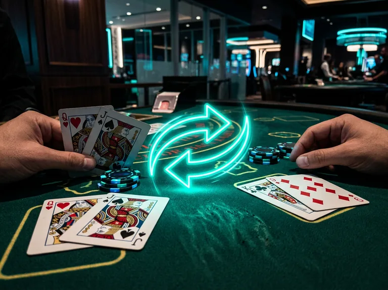 Blackjack X-Change by Playtech showing sell-hand side bet blackjack panel